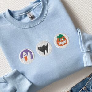 Spooky Season Cookies Boo Ghost And Pumpkin Embroidered Sweatshirt