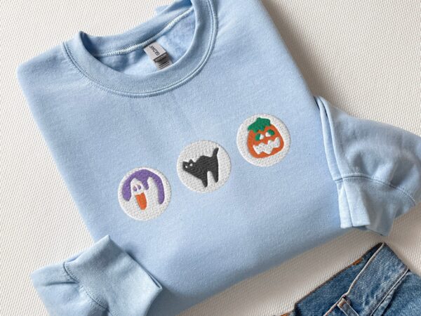 Spooky Season Cookies Boo Ghost And Pumpkin Embroidered Sweatshirt