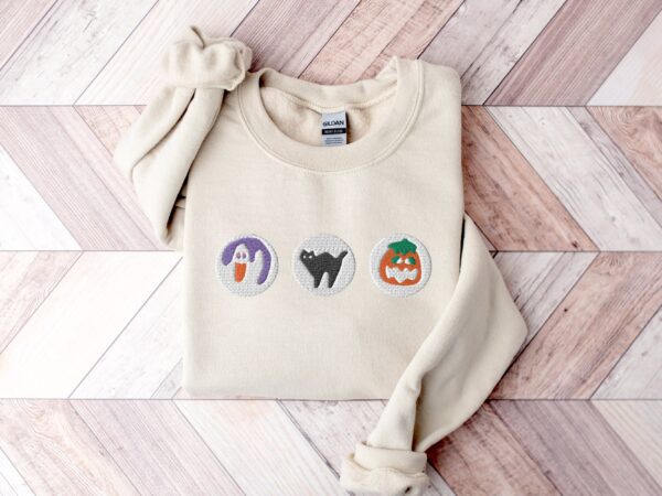 Spooky Season Cookies Boo Ghost And Pumpkin Embroidered Sweatshirt