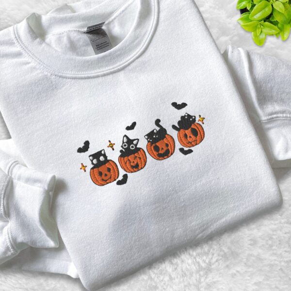 Cat Lover Halloween Embroidered Sweatshirt