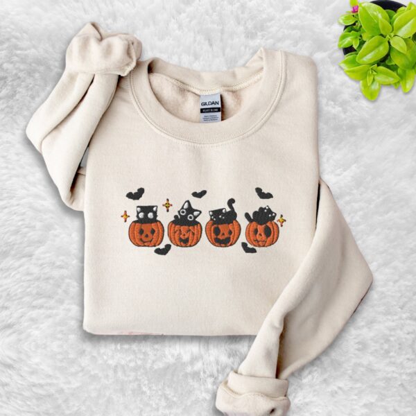 Cat Lover Halloween Embroidered Sweatshirt