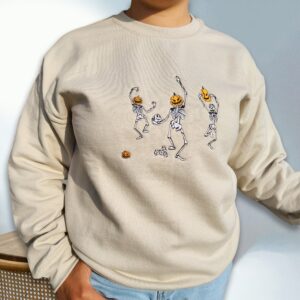 Dancing Skeleton Crewneck Halloween Embroidered Sweatshirt