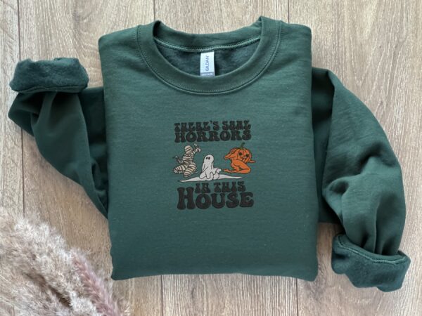 Halloween Horrors In This House Embroidered Sweatshirt