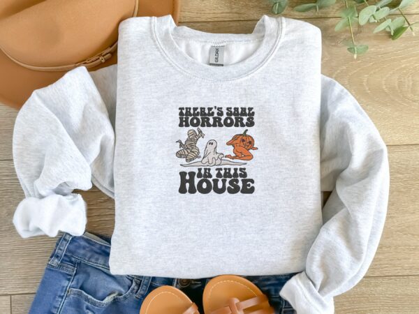 Halloween Horrors In This House Embroidered Sweatshirt