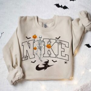 Vintage Halloween Swoosh Skeleton Pumpkin Sweatshirt