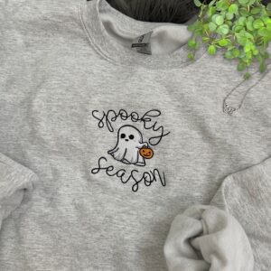 Spooky Season Ghost Anh Pumpkin Embroidered Sweatshirt