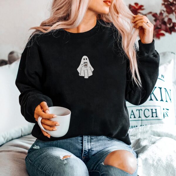 Little Ghost Coffee Boba Pumpkin Spice Embroidered Sweatshirt