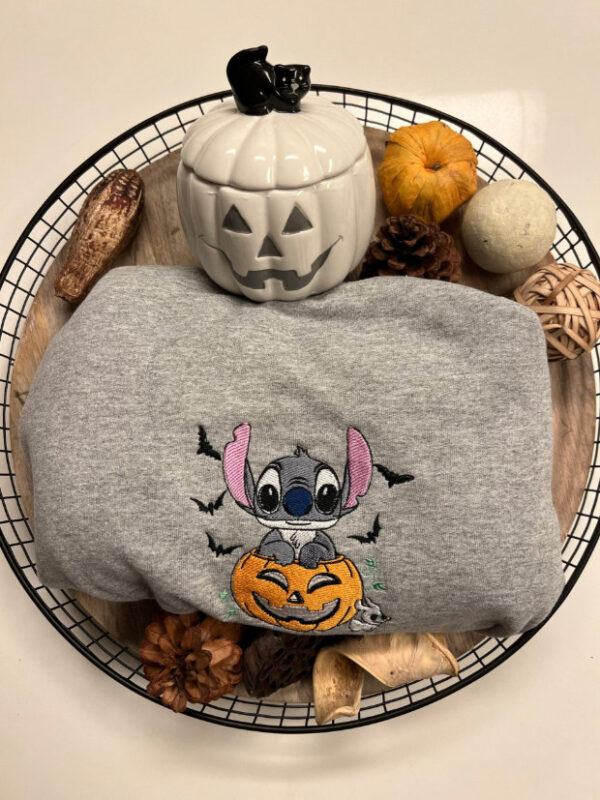 Halloween Disney Stitch Embroidered Sweatshirt