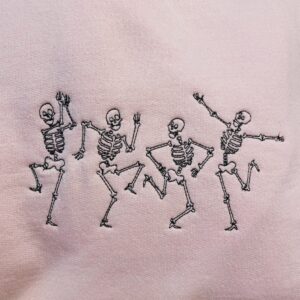 Happy Halloween Dancing Skeletons Embroidered Sweatshirt