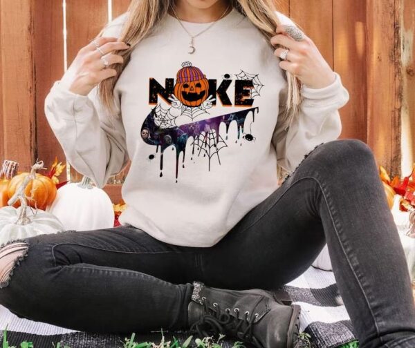 Vintage Halloween Swoosh Skeleton Pumpkin Sweatshirt