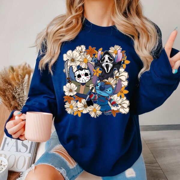 Retro Disney Stitch With Flowers Halloween Sweatshirt