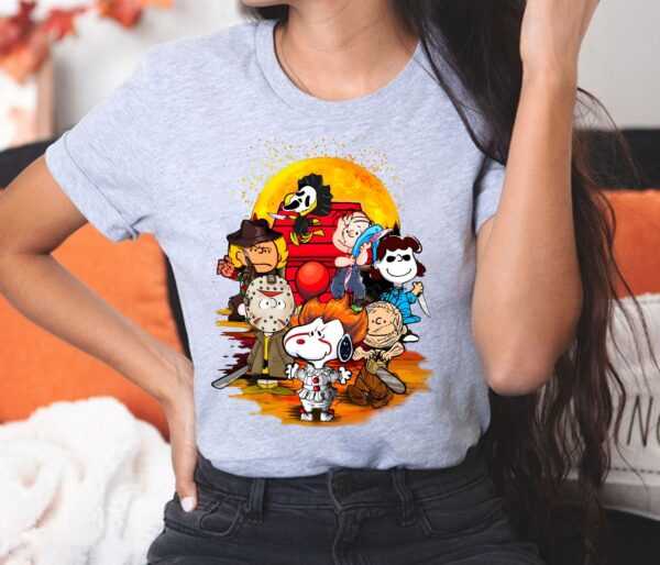 Snoopy With Horror Movie Character Halloween Sweatshirt