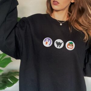 Spooky Season Cookies Boo Ghost and Pumpkin Embroidered Sweatshirt