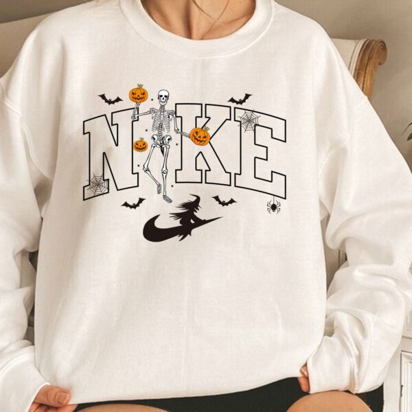 Vintage Halloween Swoosh Skeleton Pumpkin Sweatshirt