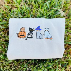 Boo Cats Ghost Embroidered Sweatshirt