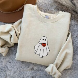 Little Ghost Coffee Boba Pumpkin Spice Embroidered Sweatshirt