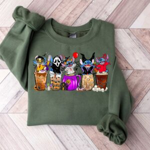 Fall Coffee Halloween Funny Stitch Sweatshirt