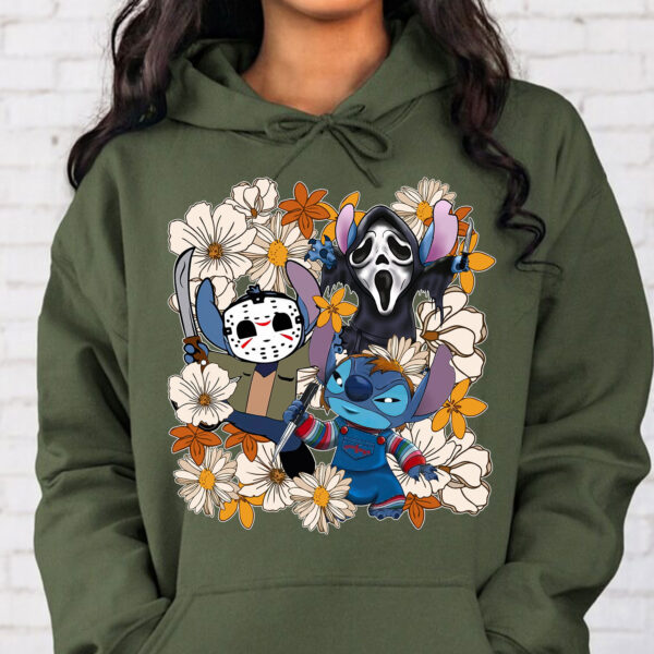 Retro Disney Stitch With Flowers Halloween Sweatshirt