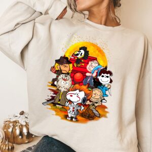 Snoopy With Horror Movie Character Halloween Sweatshirt