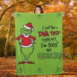 Grinch DNA Test Christmas Fleece Blanket – Movie Dr Seuss Gift Family