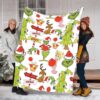 Custom Grinch Christmas Quilt Blanket Bedding Set Kids Baby Gift Merch A6