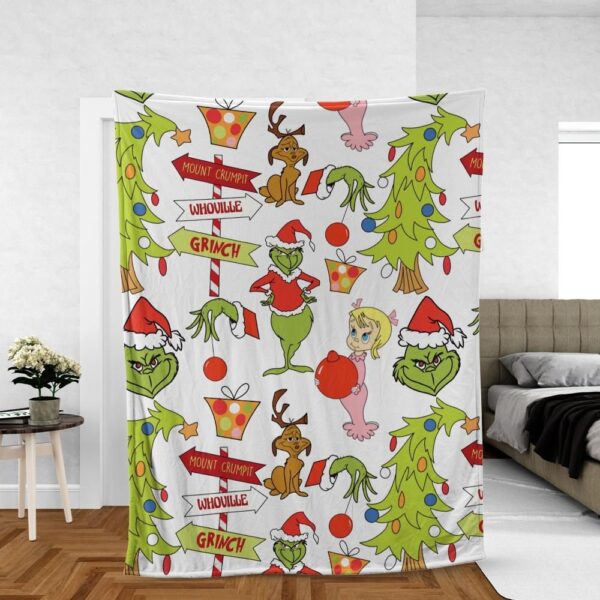 Grinch Premium Fleece Blanket – Christmas Decor Gift